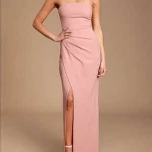 Foxy Mauve Pink Strapless Maxi Dress
